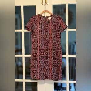 Geometric Patterned Red and Black Dress